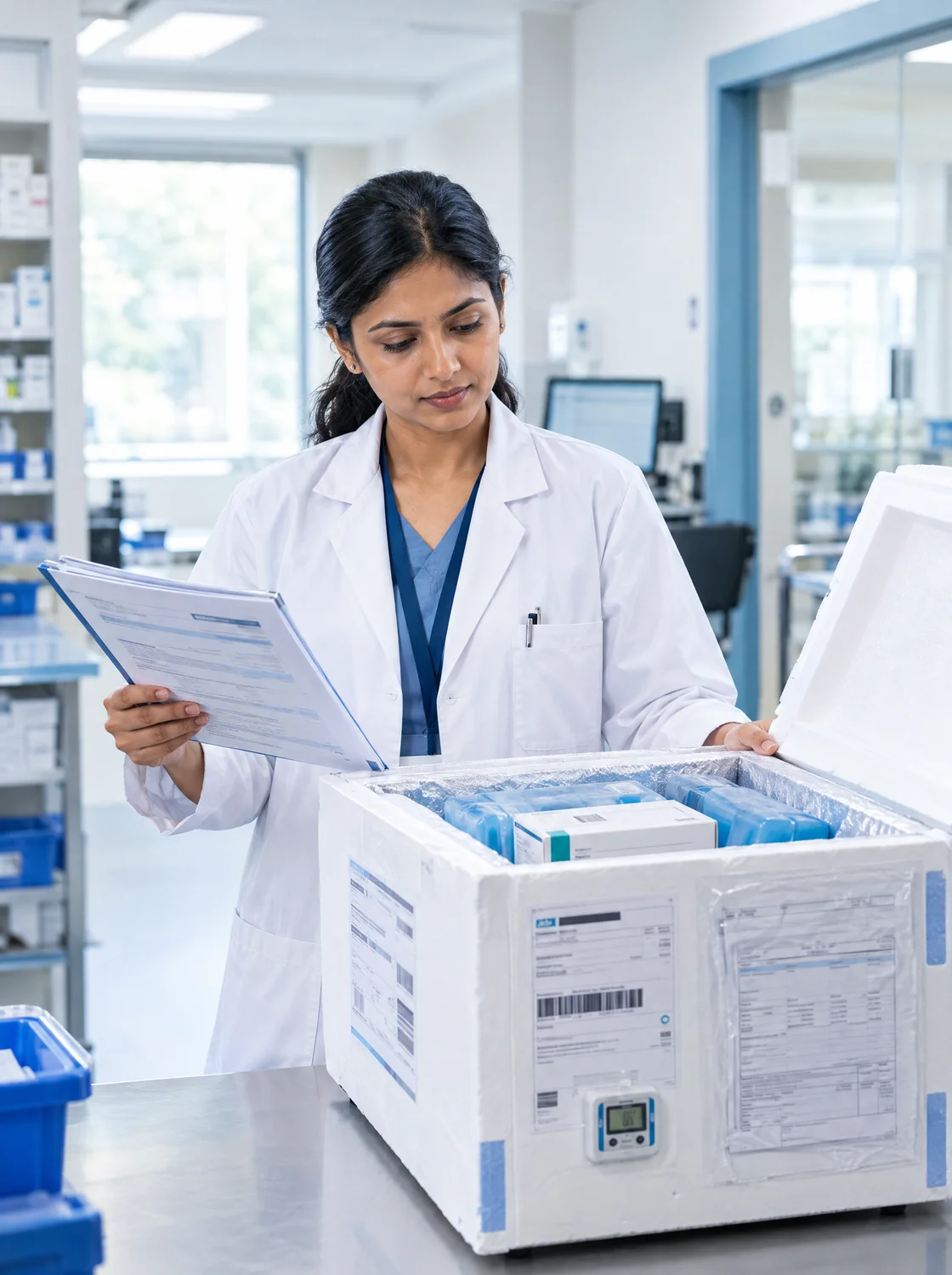 A healthcare professional preparing medicines for distribution A healthcare professional preparing medicines for distribution